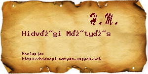 Hidvégi Mátyás névjegykártya